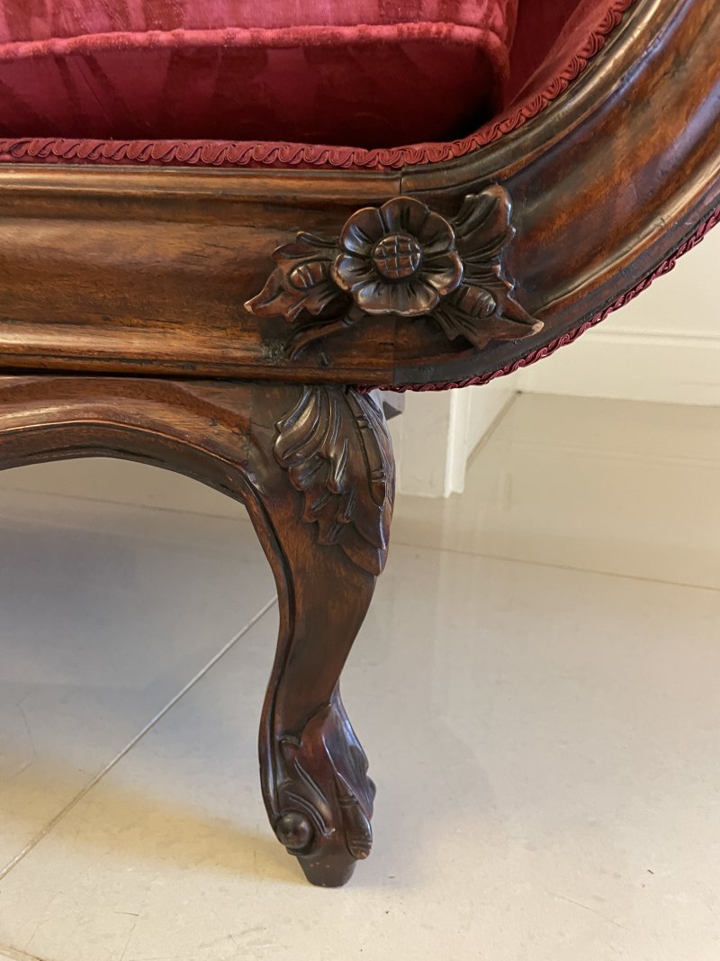 Outstanding Quality Antique Victorian Carved Mahogany Chaise Longue - Image 16